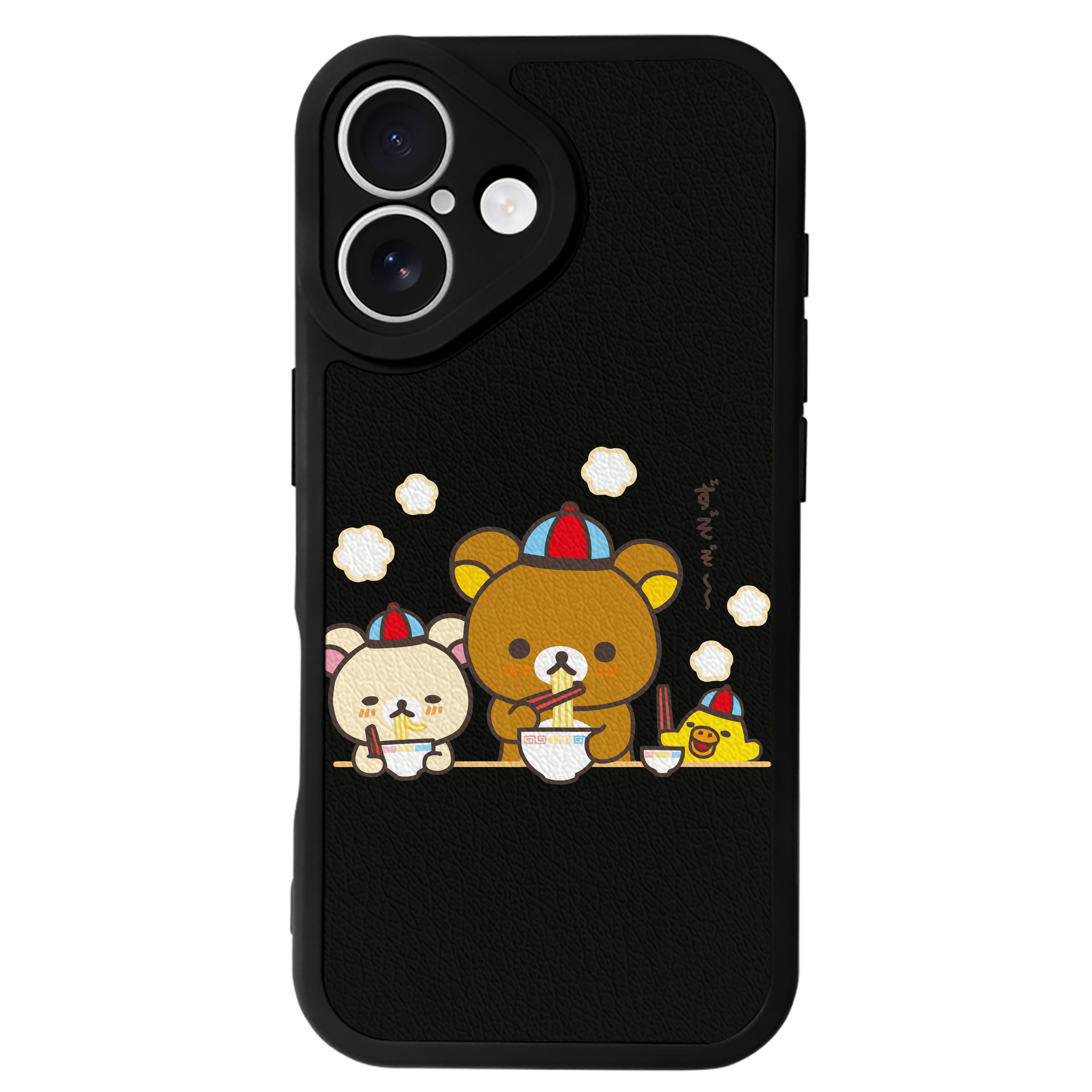 （画像用） リラックマ リラックマ キイロイトリ Rilakkuma Korilakkuma Kiiroitori 【iPhone 16シリーズ対応】シリコンスマホケース（レザー調） 材質：シリコン